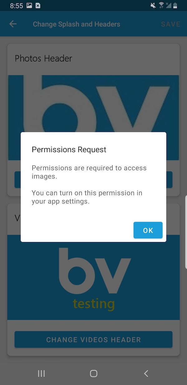 BV Mobile Apps - Permissions Error