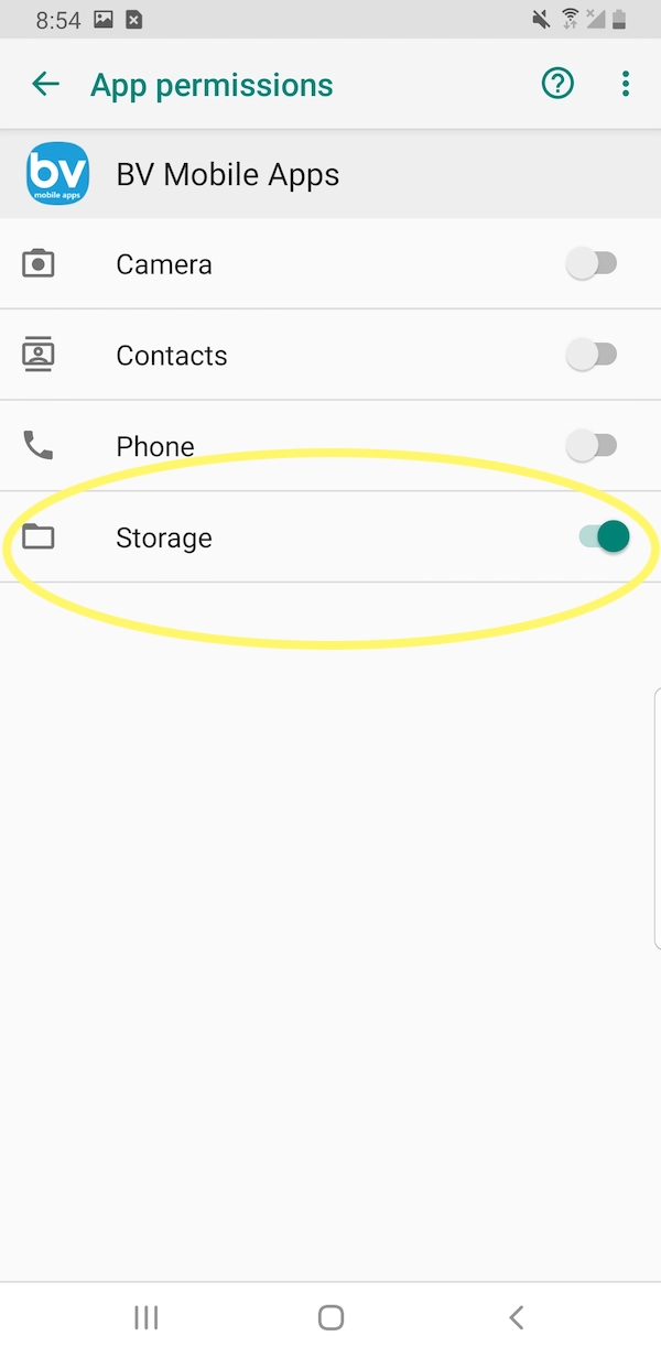 BV Mobile Apps - Storage Permission