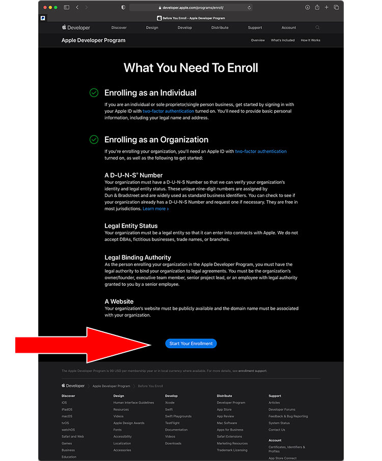Apple Developer Account - Enrollment