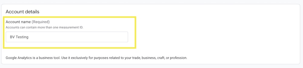 Google Analytics - Account Name