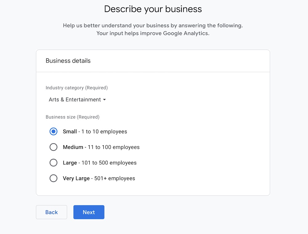 Google Analytics - Describe Business