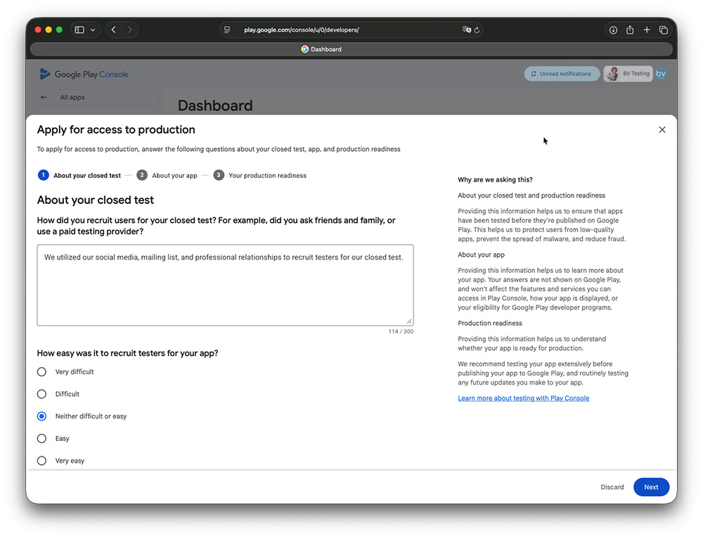 Google Play Developer Account - About Closed Test