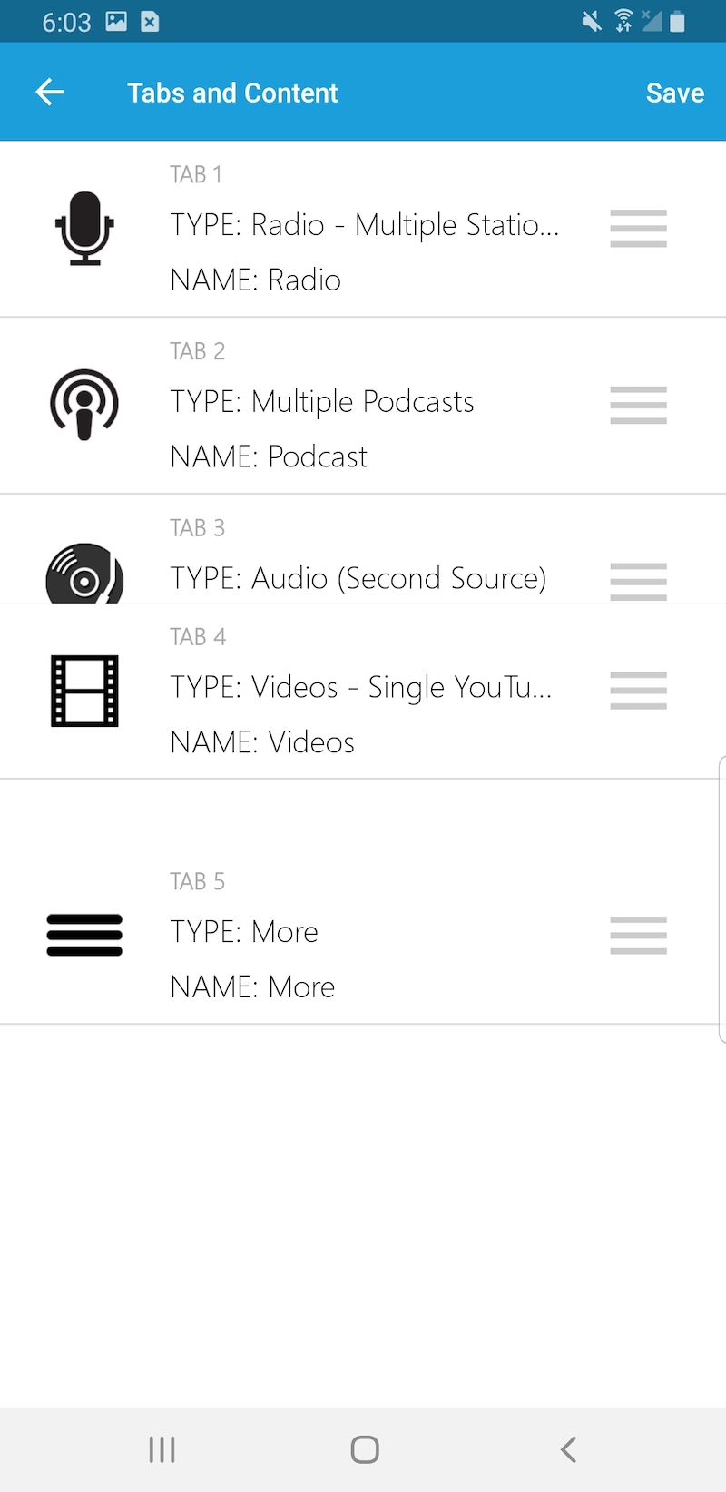 Tabs and Content (Move Tab) - BV Mobile Apps app