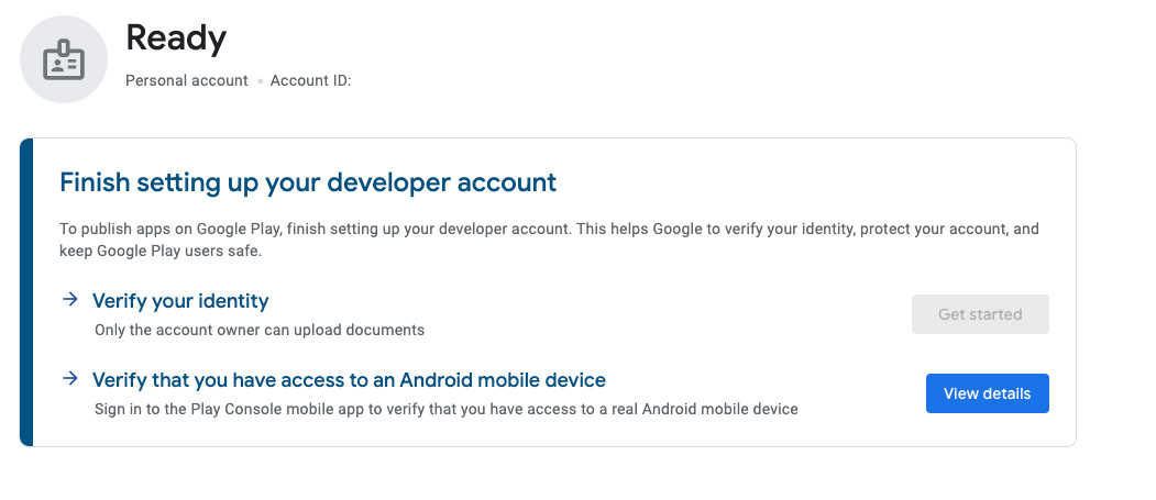 Verify Google Developer Account